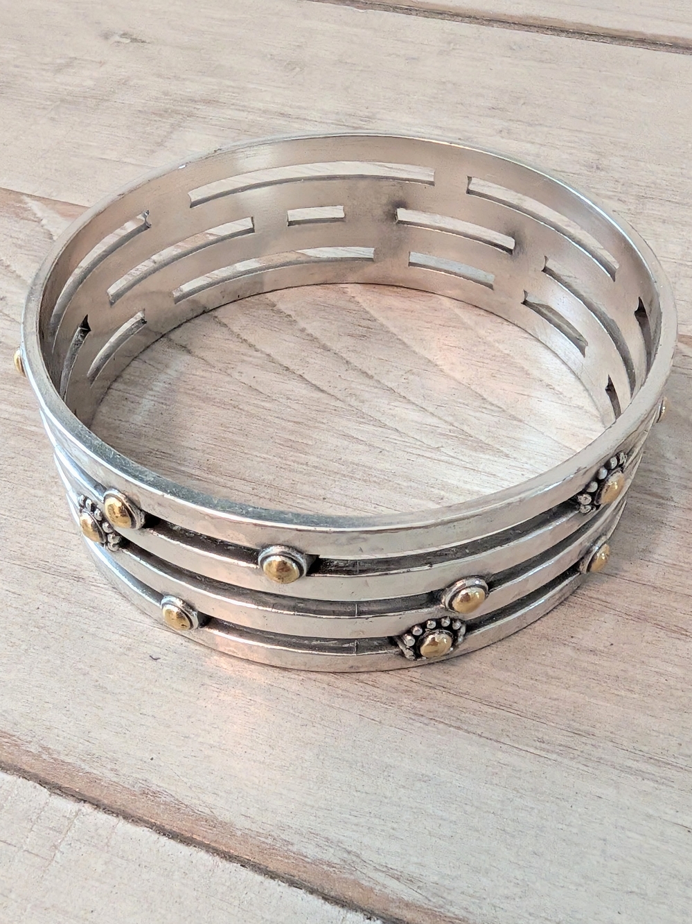 vintage Brighton two-tone wide bangle bracelet